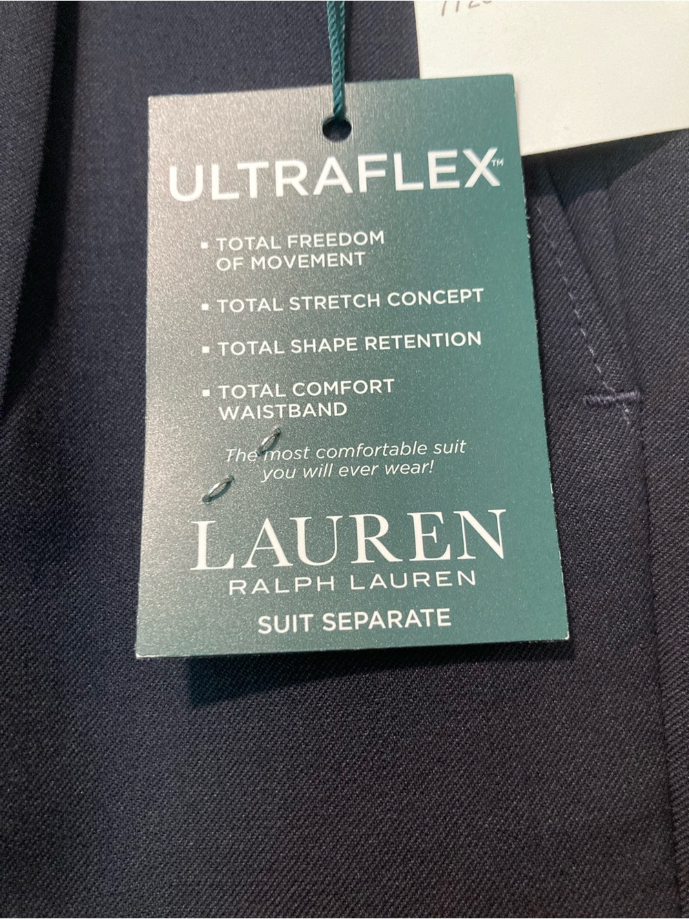 Lauren Ralph Lauren Navy Dress Pants Solid Ultraflex Cuff Hem Wool 36x32 NWT - Picture 11 of 14